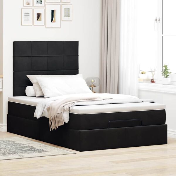 vidaXL Ottoman-Bett mit Matratzen Schwarz 120x190 cm Samt