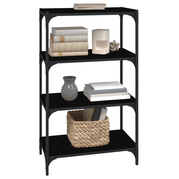 vidaXL Bücherregal Schwarz 60x33x100 cm Holzwerkstoff und Stahl