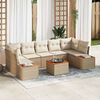 vidaXL Garten-Sofa-Set mit Kissen mit Speicher 8 pcs Beige Poly Rattan