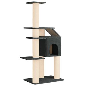 vidaXL Katzennbaum mit Sisal-Kratzs&auml;ulen Dunkelgrau 183 cm