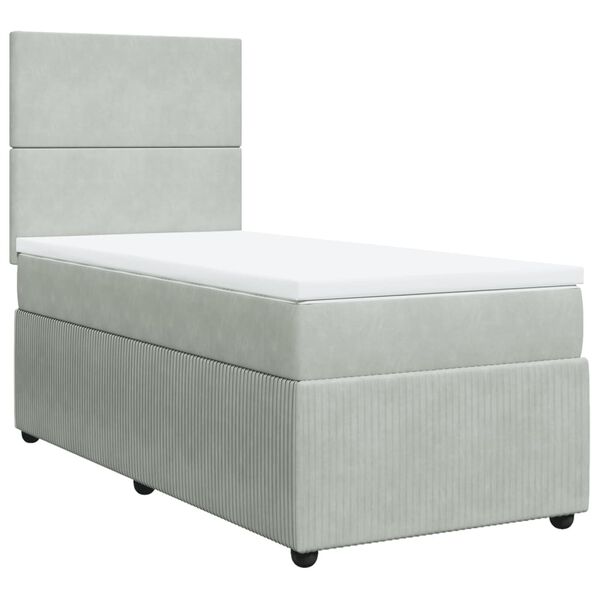 vidaXL Boxspringbett mit Matratze Hellgrau 90x190 cm Samt
