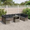 vidaXL Sofa Set mit Kissen 11 pcs Grau Poly-Rattan