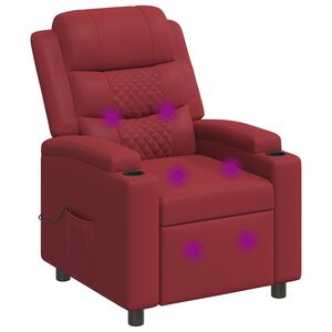 vidaXL Massagesessel mit Liegefunktion Weinrot 75 x 93 x 98 cm Stoff