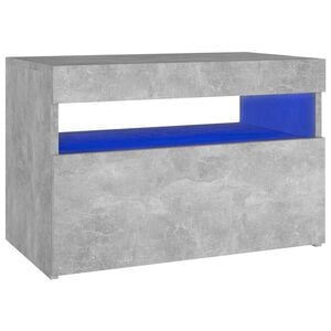 vidaXL Nachttisch mit LED-Leuchten Betongrau 60x35x40 cm