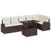 vidaXL Garten-Sofa-Set mit Kissen 7 pcs Braun und Creme Poly-Rattan