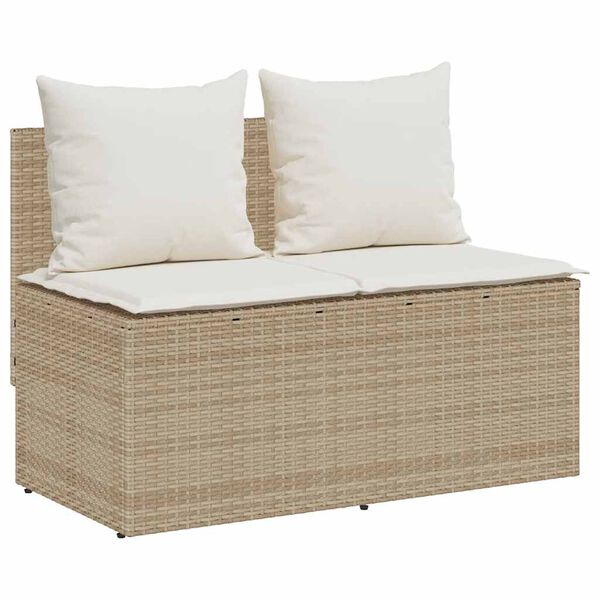 vidaXL 3-tlg. Garten-Essgruppe mit Kissen Beige Poly Rattan