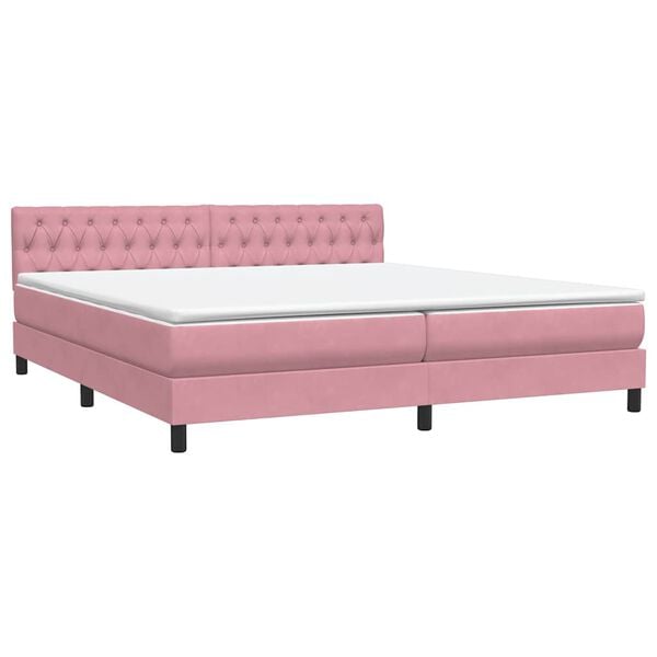 vidaXL Boxspringbett mit Matratze Rosa 180x220 cm Samt