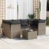 vidaXL 7-tlg. Garten-Sofagarnitur mit Kissen Grau Poly Rattan