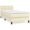 vidaXL Boxspringbett mit Matratze Creme 90x200 cm Kunstleder