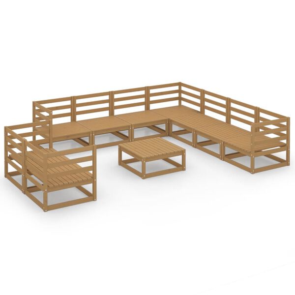 vidaXL 10-tlg. Garten-Lounge-Set Honigbraun Massivholz Kiefer