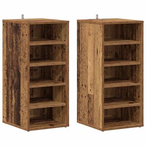 vidaXL Schuhschr&auml;nke 2 Stk. Altholz-Optik 32x35x70 cm Holzwerkstoff