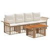 vidaXL Gartensofa-set 5 stk. Nat&uuml;rlich und Cremwei&szlig; Poly-Rattan