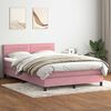 vidaXL Boxspringbett mit Matratze & LED Rosa 140x220 cm Samt