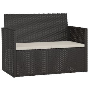 vidaXL Gartenbank mit Kissen Schwarz 105 cm Poly Rattan