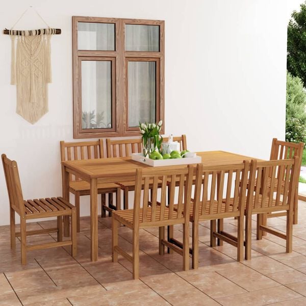 vidaXL 9-teiliges Garten-Ess-Set 180 x 90 cm Massivholz Teak