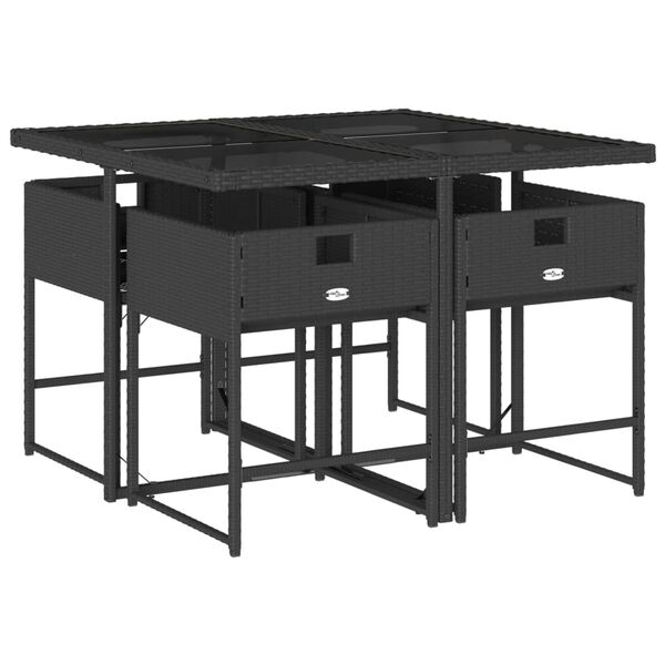 vidaXL 5-tlg. Garten-Essgruppe mit Kissen Grau Poly Rattan