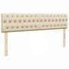 vidaXL Ottoman-Bett mit Matratzen & LEDs Creme 180x200 cm Stoff