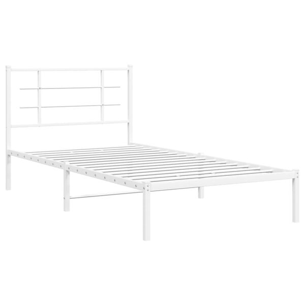 vidaXL Bettgestell mit Kopfteil Metall Wei&szlig; 107x203 cm