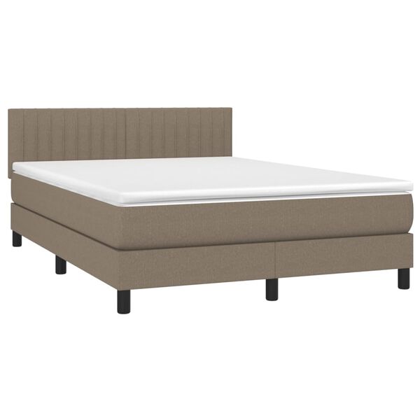 vidaXL Boxspringbett mit Matratze & LED Taupe 140x190 cm Stoff