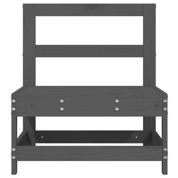 vidaXL Garten-Mittelsofas 2 Stk. Grau Massivholz Kiefer