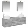 vidaXL Badezimmerm&ouml;bel-Set 5 stk. Grau Sonoma Ingenieurholz und Glas