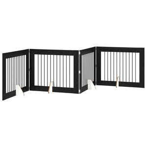 vidaXL Klappbares Hundetor mit St&auml;ndern 4 pcs Schwarze Eiche 401 cm