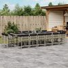 vidaXL 17-tlg. Garten-Essgruppe mit Kissen Hellgrau Poly Rattan