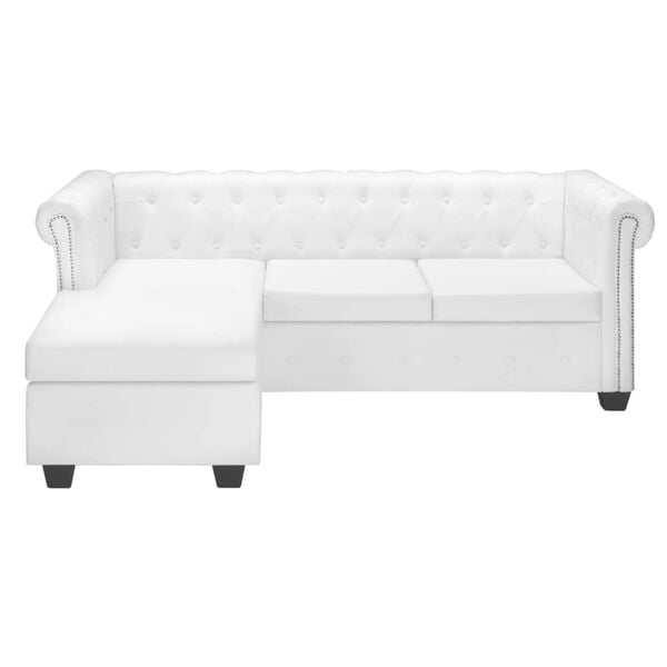 vidaXL Chesterfield-Sofa L-Form Kunstleder Wei&szlig;