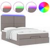 vidaXL Ottoman-Bett mit Matratze & LEDs Taupe 140x190 cm Stoff