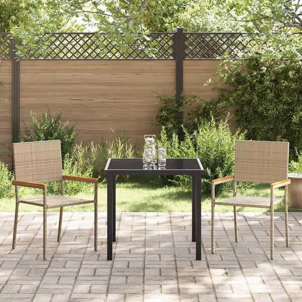 vidaXL Garten Essgruppe mit Kissen 3 pcs Beige Poly-Rattan