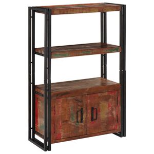 vidaXL B&uuml;cherregal mit T&uuml;ren Braun Massives recyceltes Holz und Metall