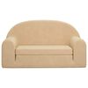 vidaXL 2-Sitzer Kindersofa mit Schlaffunktion Creme Weicher Pl&uuml;sch