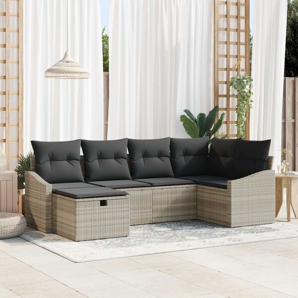 vidaXL Sofa Set mit Kissen 6 pcs Poly-Rattan