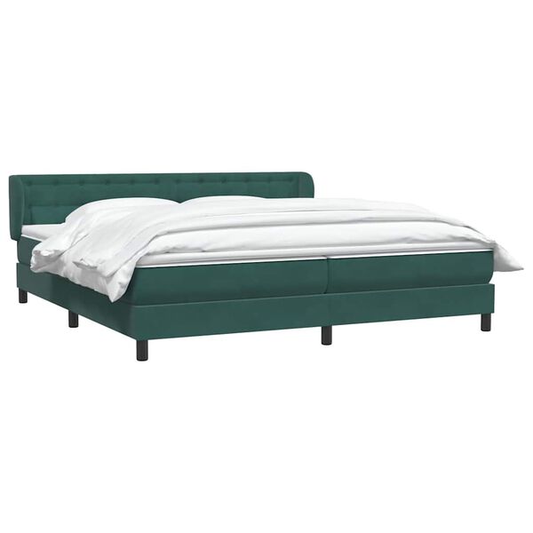 vidaXL Boxspringbett mit Matratzen Dunkelgr&uuml;n 200x210 cm Samt