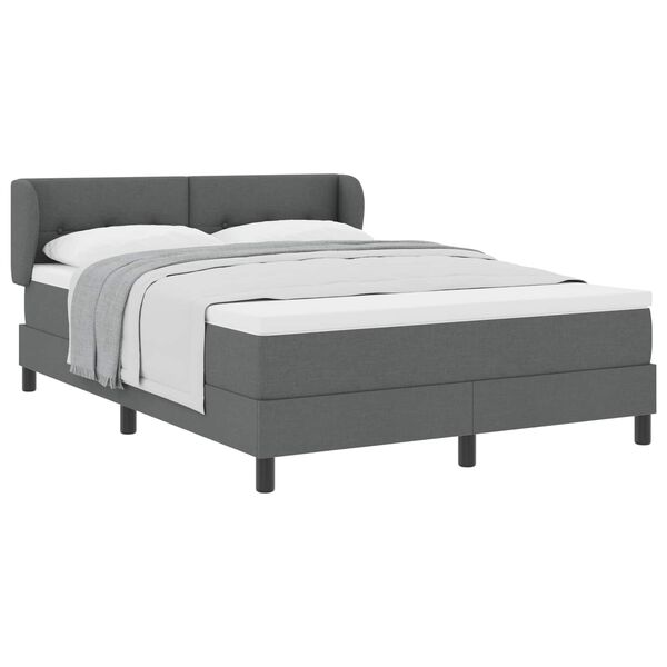 vidaXL Boxspringbett mit Matratze Dunkelgrau 140 x 190 cm Stoff