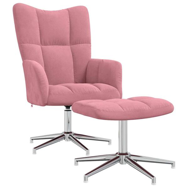 vidaXL Relaxsessel mit Hocker Rosa Samt