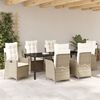 vidaXL Garten Essgruppe mit Kissen 7 pcs Beige Poly-Rattan