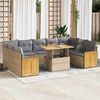 vidaXL 10-tlg. Garten-Sofagarnitur mit Kissen Beige Poly Rattan Akazie