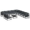 vidaXL Gartensofa-set mit Kissen 12 pcs Schwarz Aluminium