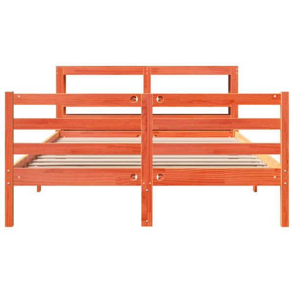 vidaXL Massivholzbett ohne Matratze Wachsbraun 150x200 cm Kiefernholz