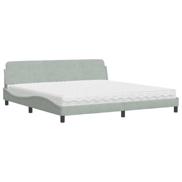vidaXL Bett mit Matratze "Dover" Hellgrau 200x200 cm Samt