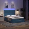 vidaXL Ottoman-Bett mit Matratze & LEDs Blau 140x200 cm Stoff