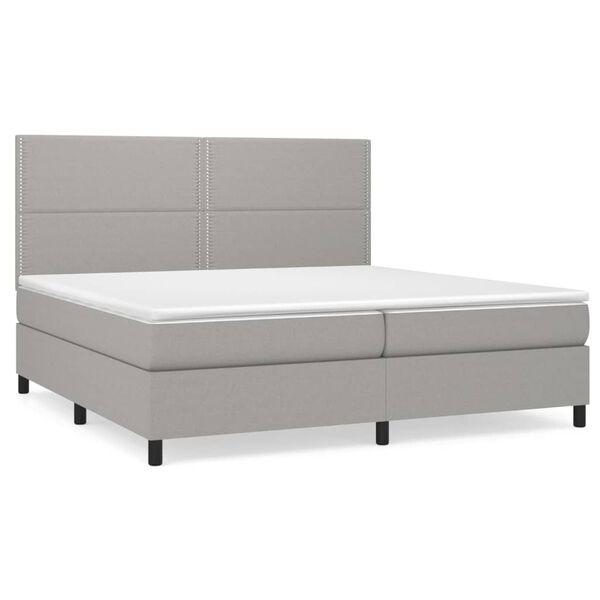 vidaXL Boxspringbett mit Matratze Hellgrau 200x200 cm Stoff