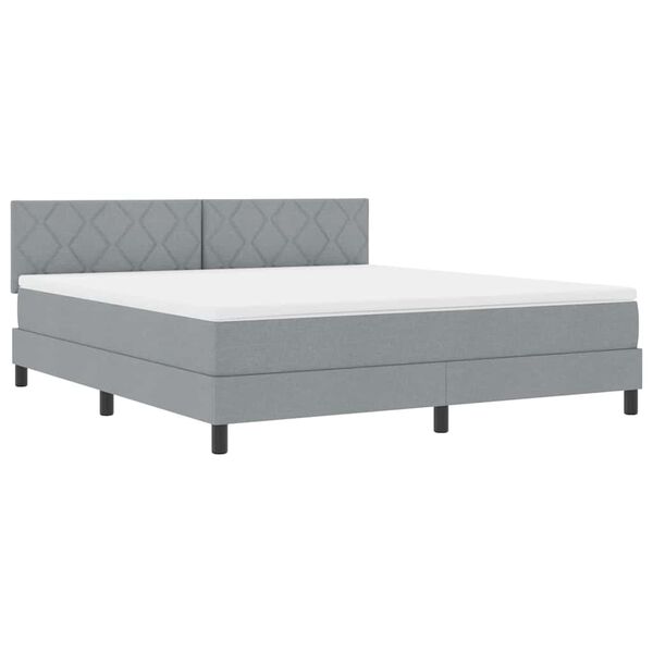 vidaXL Boxspringbett mit Matratze Hellgrau 180 x 200 cm Stoff