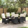vidaXL Garten Essgruppe mit Kissen 7 pcs Schwarz Poly-Rattan
