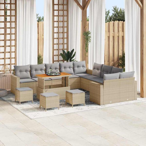vidaXL Gartensofa-set 14 pcs Beige Poly-Rattan