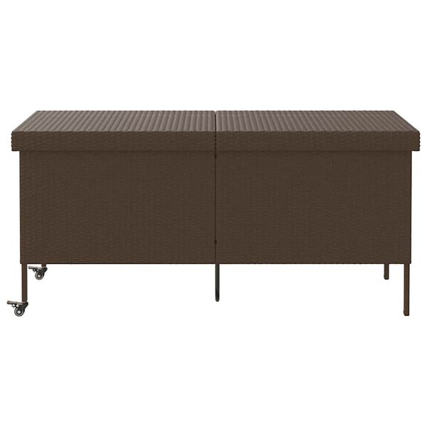 vidaXL Gartentruhe mit Rollen Braun 160x55x75 cm Poly Rattan