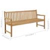 vidaXL Gartenbank mit Anthrazit Auflage 175 cm Massivholz Teak