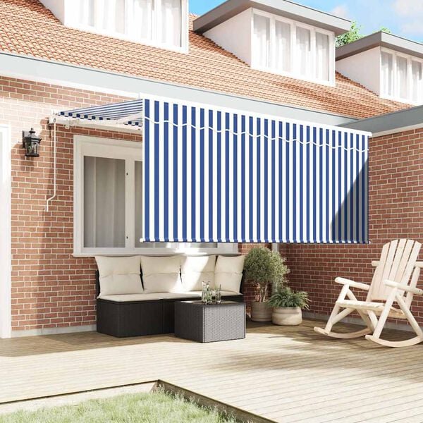 vidaXL Einziehbare Markise Blau und Wei&szlig; 300 x 200 cm