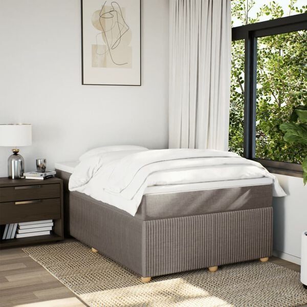 vidaXL Boxspringbett mit Matratze Taupe 120x200 cm Stoff